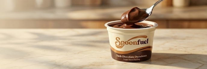 Spoonfuel Dark Chocolate Decadence pudding cup with spoon